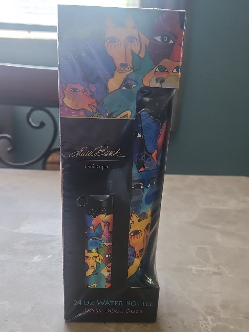Laurel Burch x Raincaper 24 Oz Water Bottle Dogs, Dogs, Dogs!